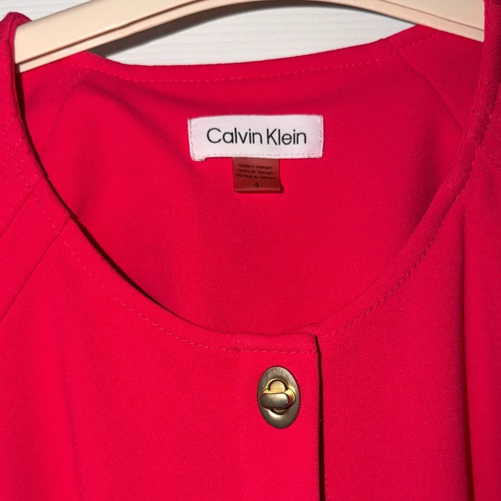 Calvin Klein Vibrant Red Long Sleeve Dress - Picture 2 of 3